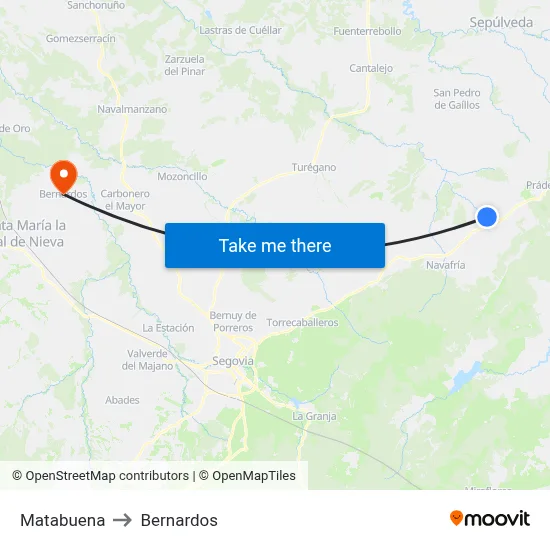 Matabuena to Bernardos map