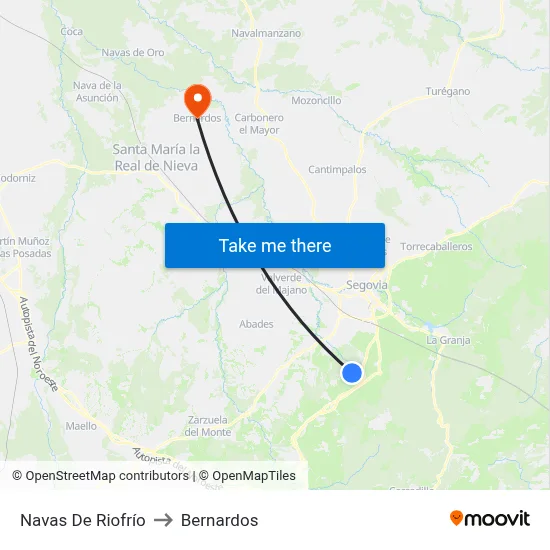 Navas De Riofrío to Bernardos map