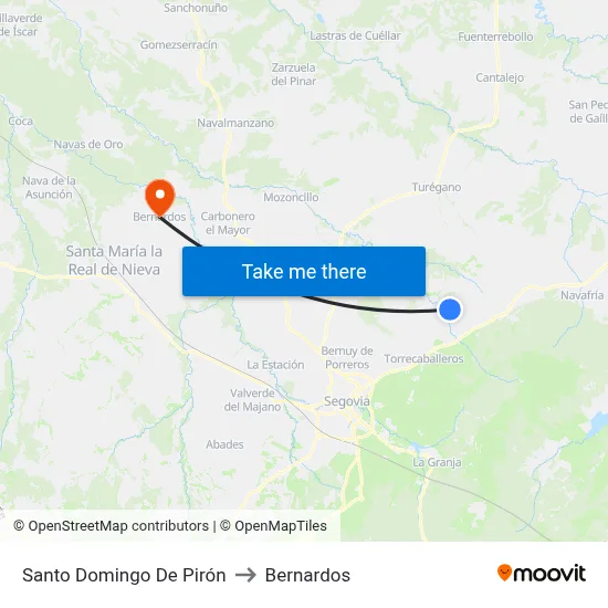 Santo Domingo De Pirón to Bernardos map