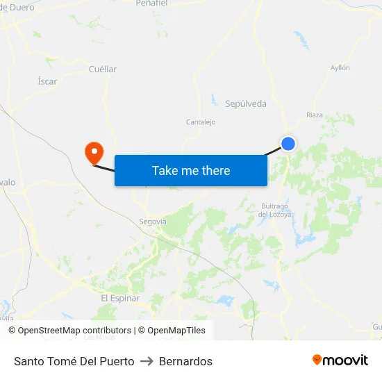 Santo Tomé Del Puerto to Bernardos map