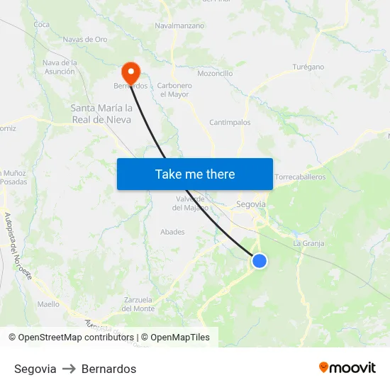 Segovia to Bernardos map