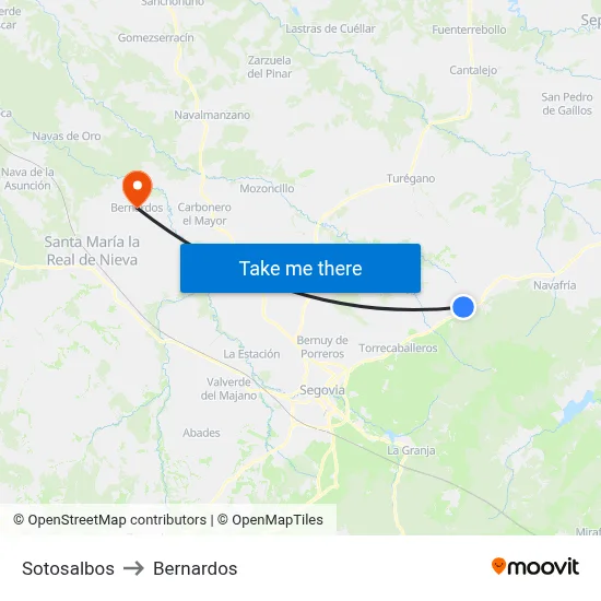 Sotosalbos to Bernardos map