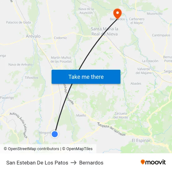 San Esteban De Los Patos to Bernardos map