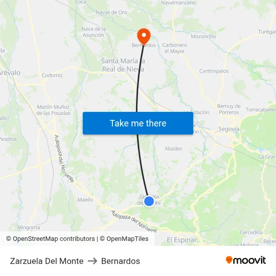 Zarzuela Del Monte to Bernardos map