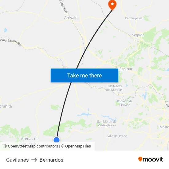 Gavilanes to Bernardos map