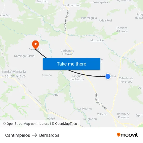 Cantimpalos to Bernardos map