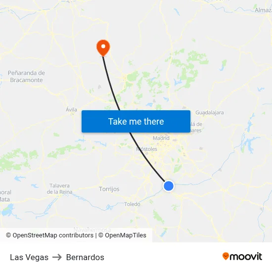 Las Vegas to Bernardos map