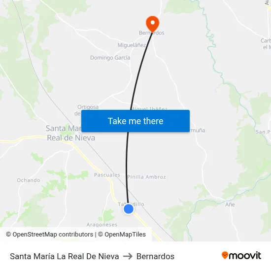 Santa María La Real De Nieva to Bernardos map