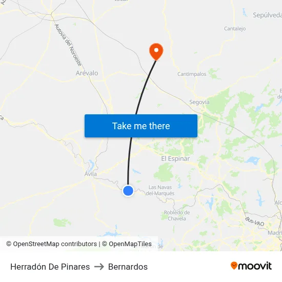 Herradón De Pinares to Bernardos map