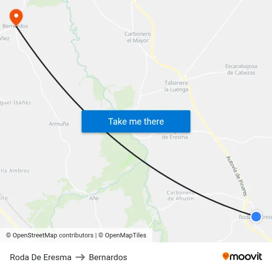 Roda De Eresma to Bernardos map