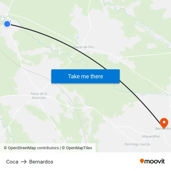Coca to Bernardos map