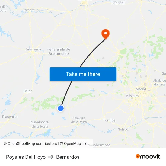 Poyales Del Hoyo to Bernardos map