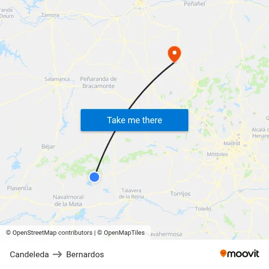 Candeleda to Bernardos map