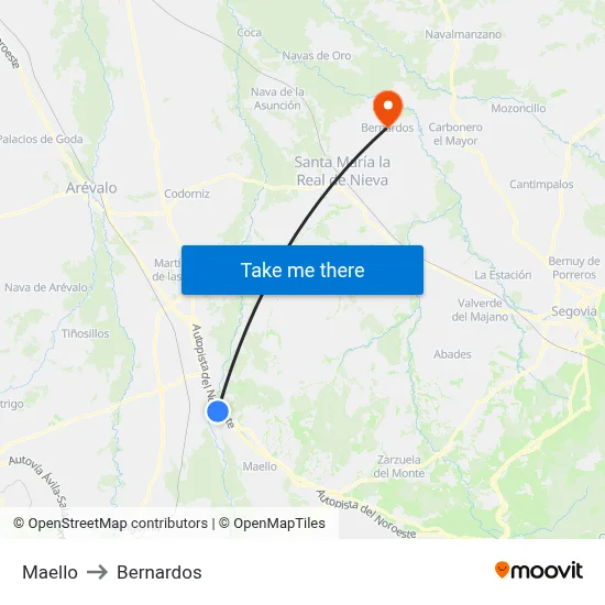 Maello to Bernardos map