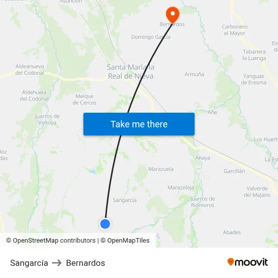 Sangarcía to Bernardos map