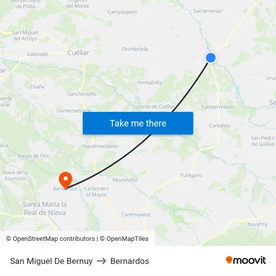 San Miguel De Bernuy to Bernardos map