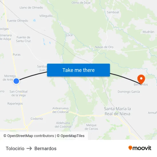 Tolocirio to Bernardos map