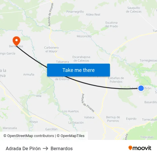 Adrada De Pirón to Bernardos map