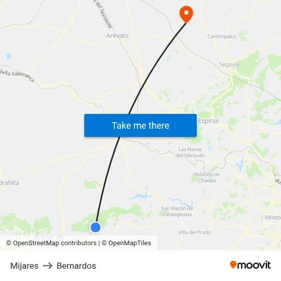Mijares to Bernardos map