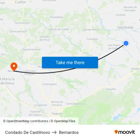 Condado De Castilnovo to Bernardos map