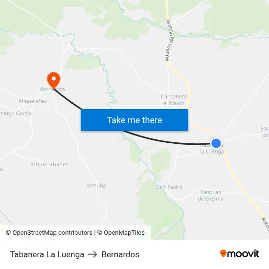 Tabanera La Luenga to Bernardos map