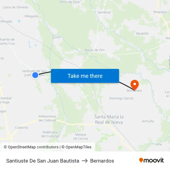 Santiuste De San Juan Bautista to Bernardos map