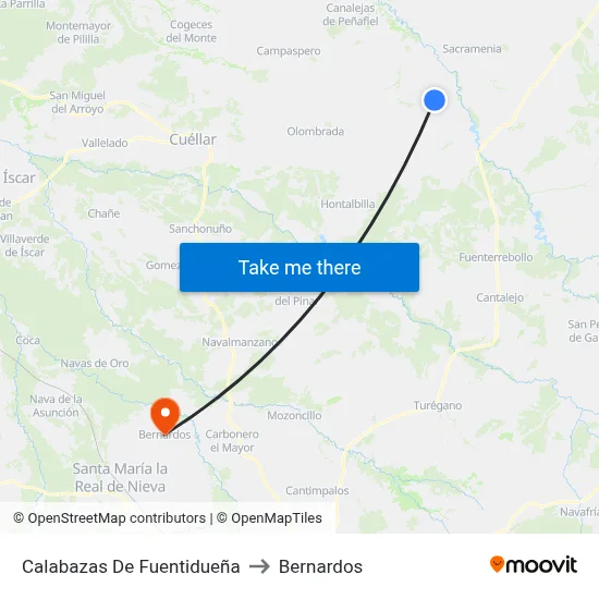 Calabazas De Fuentidueña to Bernardos map