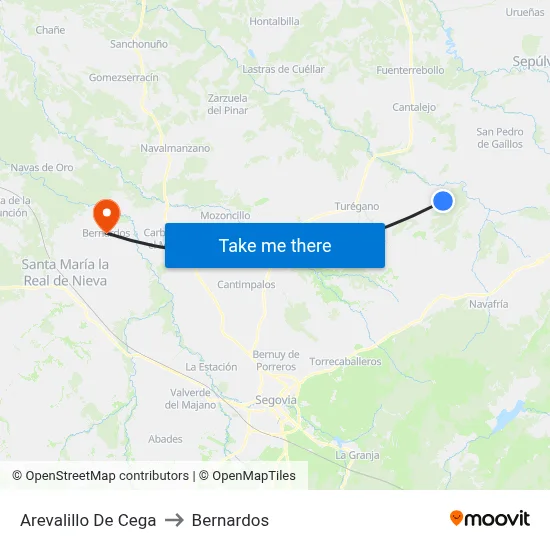 Arevalillo De Cega to Bernardos map