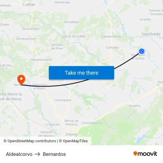 Aldealcorvo to Bernardos map