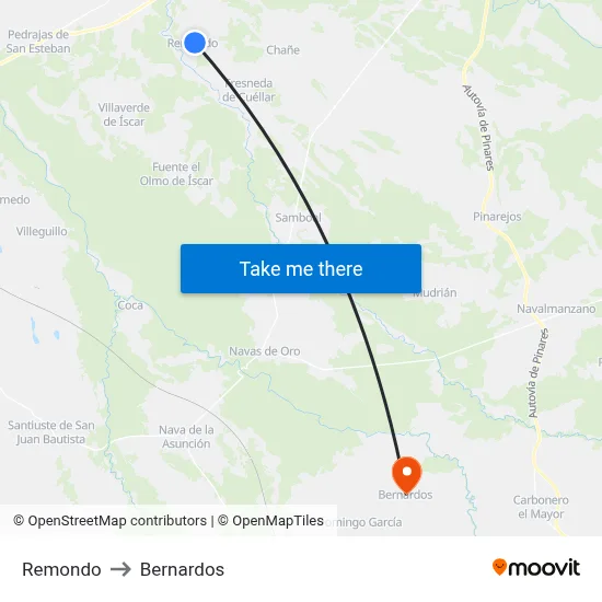 Remondo to Bernardos map