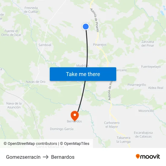 Gomezserracín to Bernardos map