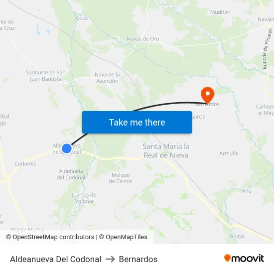 Aldeanueva Del Codonal to Bernardos map