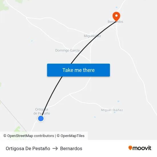 Ortigosa De Pestaño to Bernardos map
