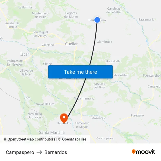 Campaspero to Bernardos map
