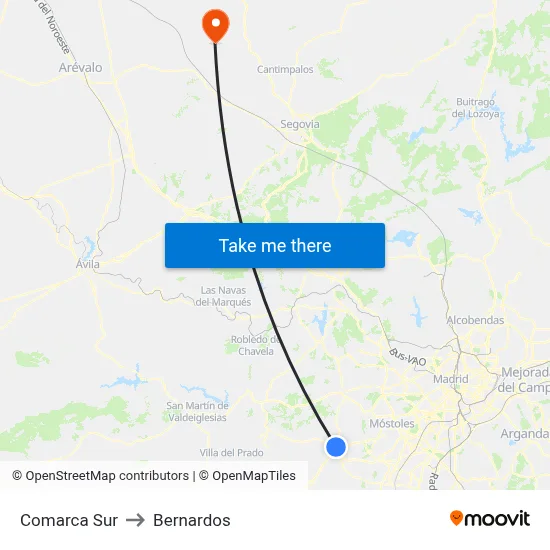 Comarca Sur to Bernardos map