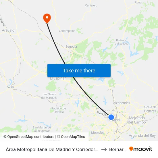Área Metropolitana De Madrid Y Corredor Del Henares to Bernardos map