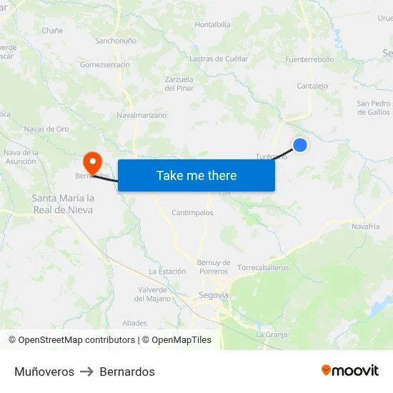 Muñoveros to Bernardos map