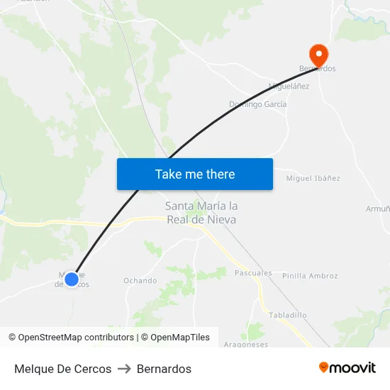 Melque De Cercos to Bernardos map