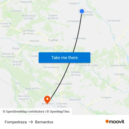 Fompedraza to Bernardos map