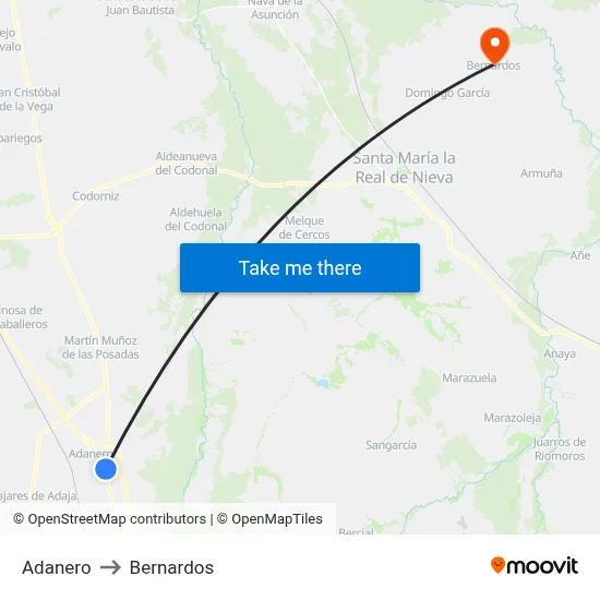 Adanero to Bernardos map