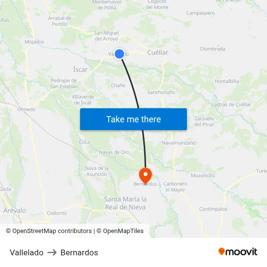 Vallelado to Bernardos map
