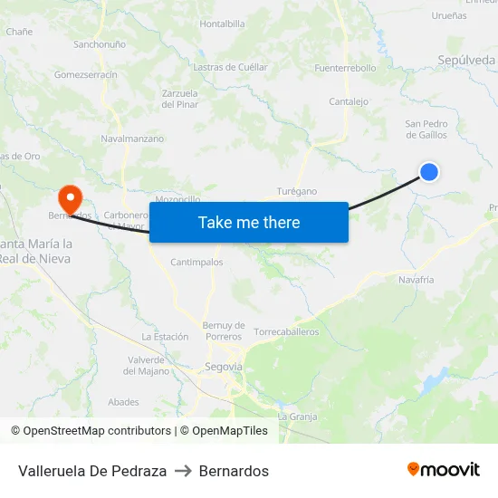 Valleruela De Pedraza to Bernardos map