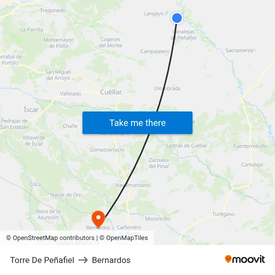 Torre De Peñafiel to Bernardos map
