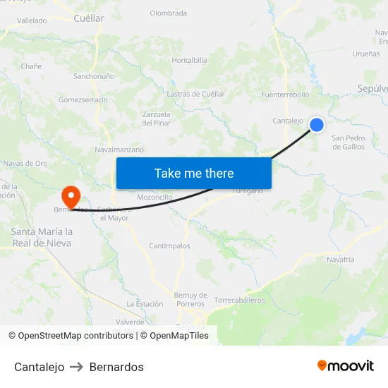 Cantalejo to Bernardos map