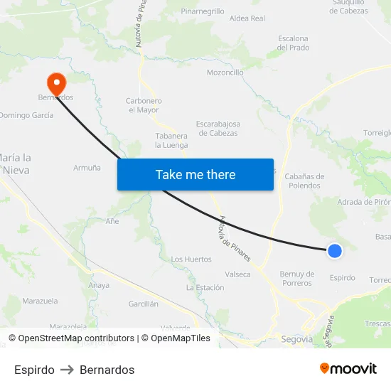 Espirdo to Bernardos map