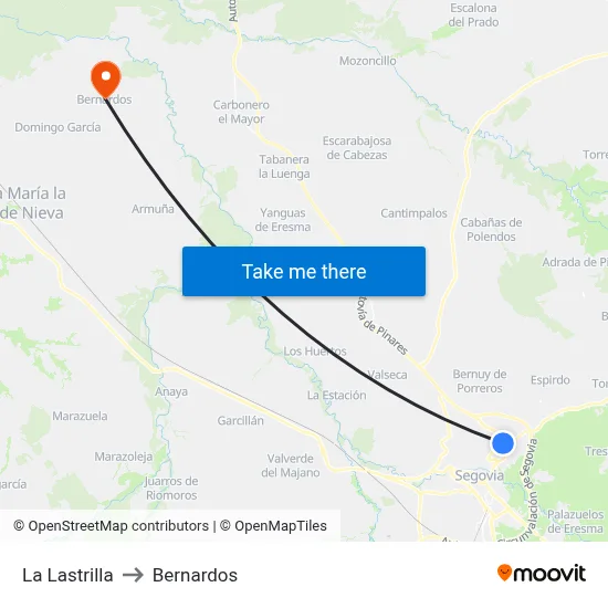 La Lastrilla to Bernardos map