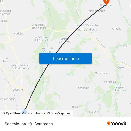 Sanchidrián to Bernardos map