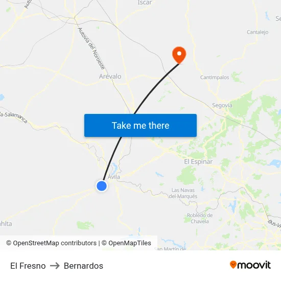 El Fresno to Bernardos map