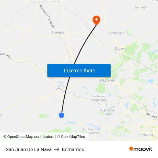 San Juan De La Nava to Bernardos map