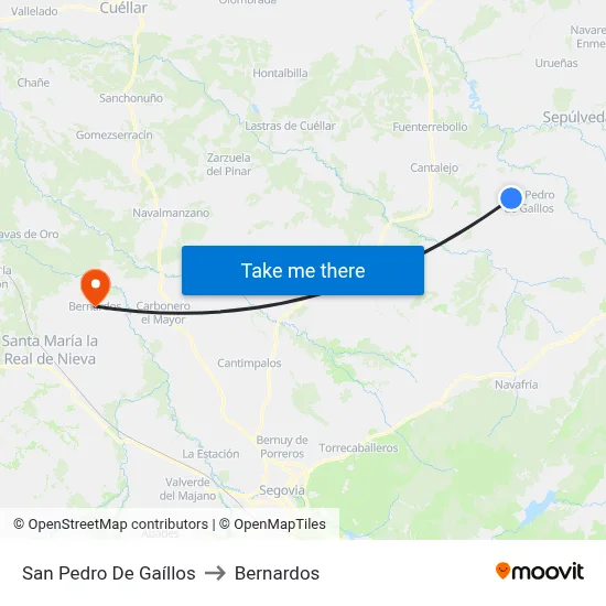 San Pedro De Gaíllos to Bernardos map